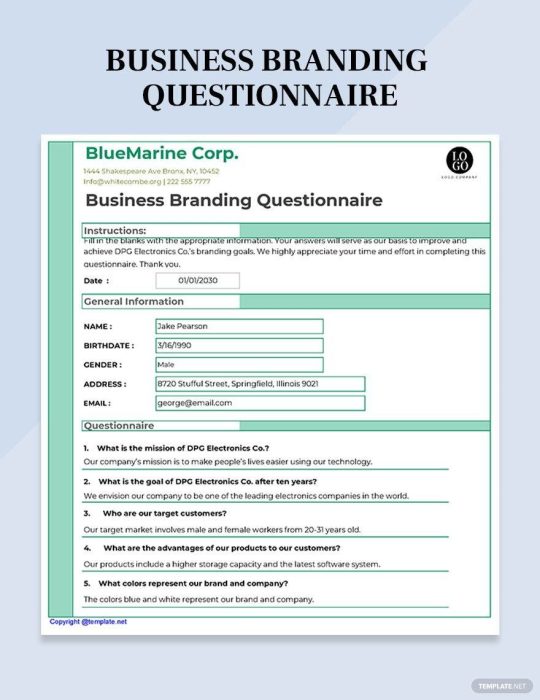 business insurance questionnaire